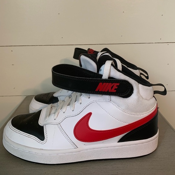 Nike Other - Nike Court Borough Mid 2 CD7782-110 Big Kids White/Red/Black Sneaker SIZE 6Y